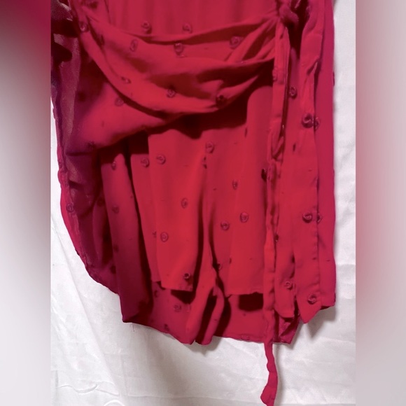 ANTHROPOLOGIE ETT:TWA Women’s M GREENBRIER EMBROIDERED Hot Pink Red ROMPER - Picture 6 of 11